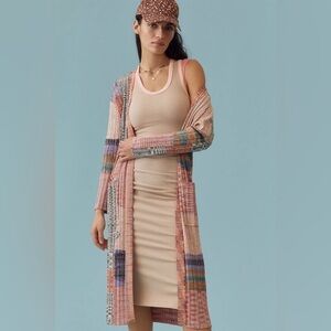 ANTHROPOLOGIE Patchwork Knit Cardigan Sweater | Small | Boho Modern
